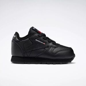Reebok all black classic leather shoes sz 5 toddler